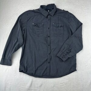 Ocean Current Button Down Mens XXL Regular XXL Grey Pinstripe Shirt Cotton